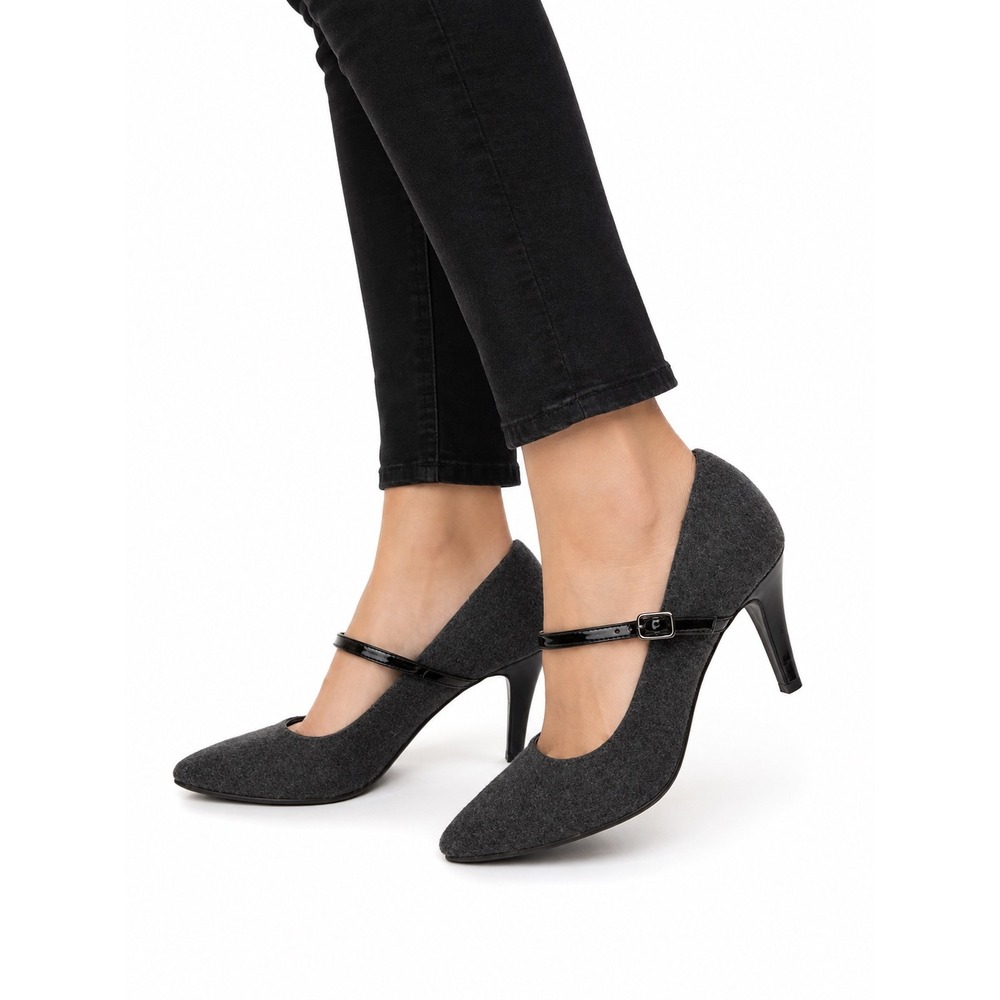 Dana Buchman Vintage Y2K Gray Mary Jane Pointed Toe Heels Women's Size 7.5